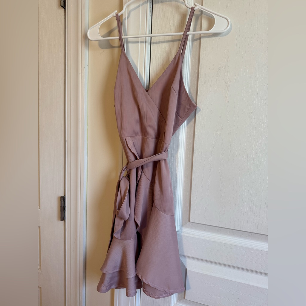 Boutique Mini Wrap Satin Dress